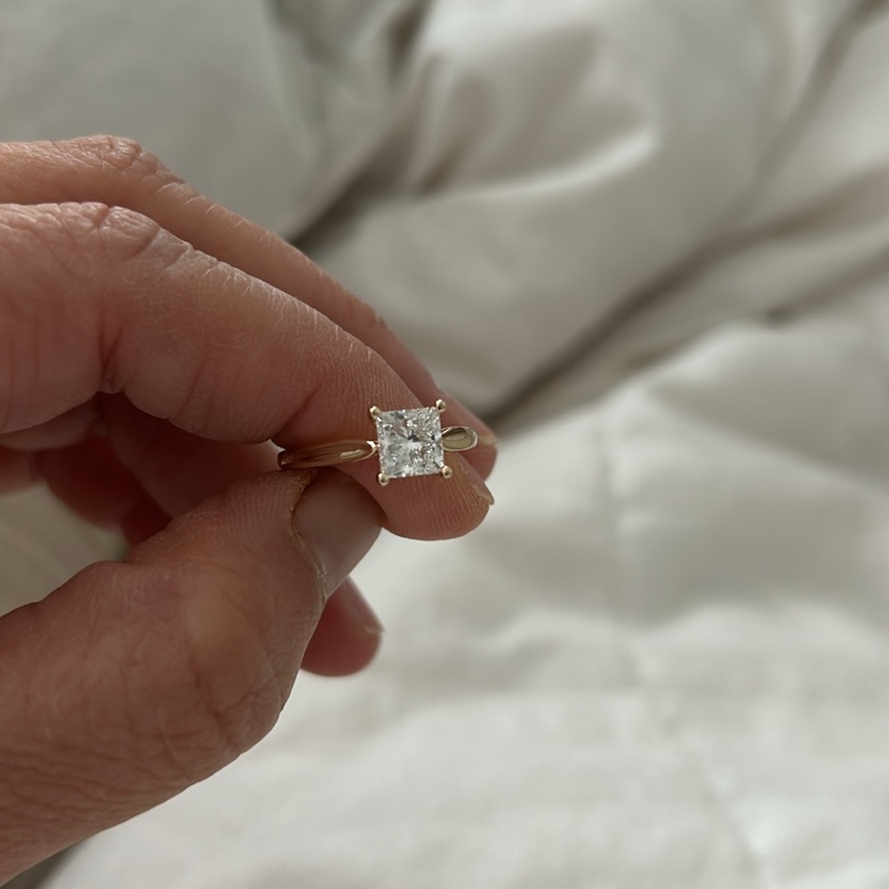 1.5 Princess cut lab diamond in 14k yellow gold, E, VS1 - Picture 6 of 11